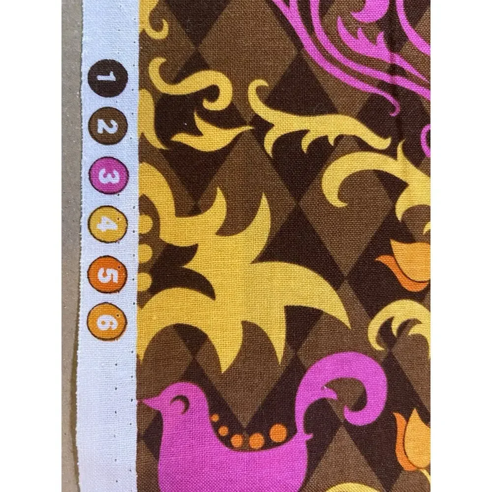 Michael Miller Birdie Damask Andalucia by Patty Young Gold Orange Brown 36